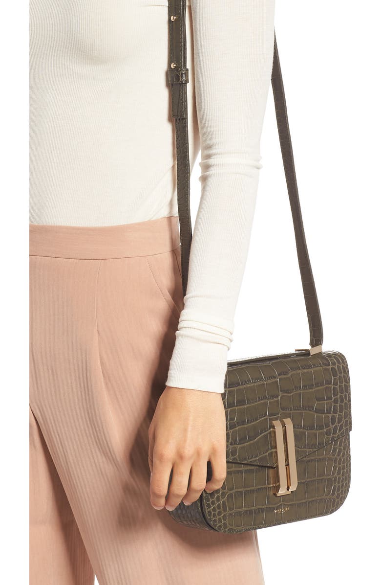 DeMellier Vancouver Croc Embossed Leather Crossbody Bag, Alternate, color,