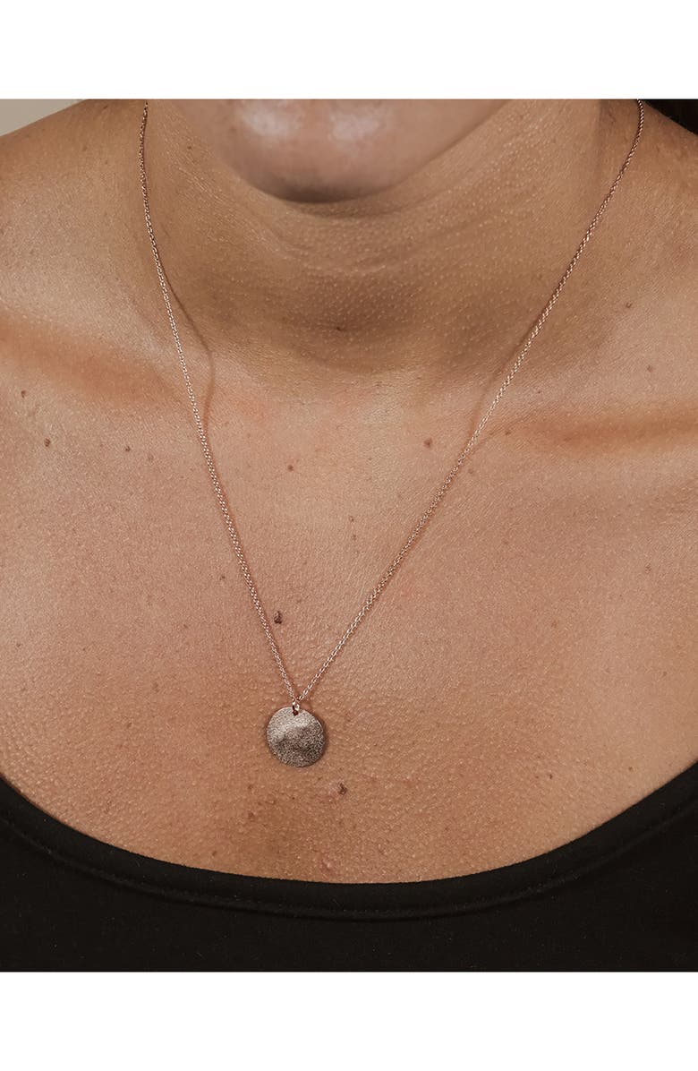 Sterling Forever 14K Yellow Gold Vermeil Hammered Pendant Necklace, Alternate, color, Rose Gold