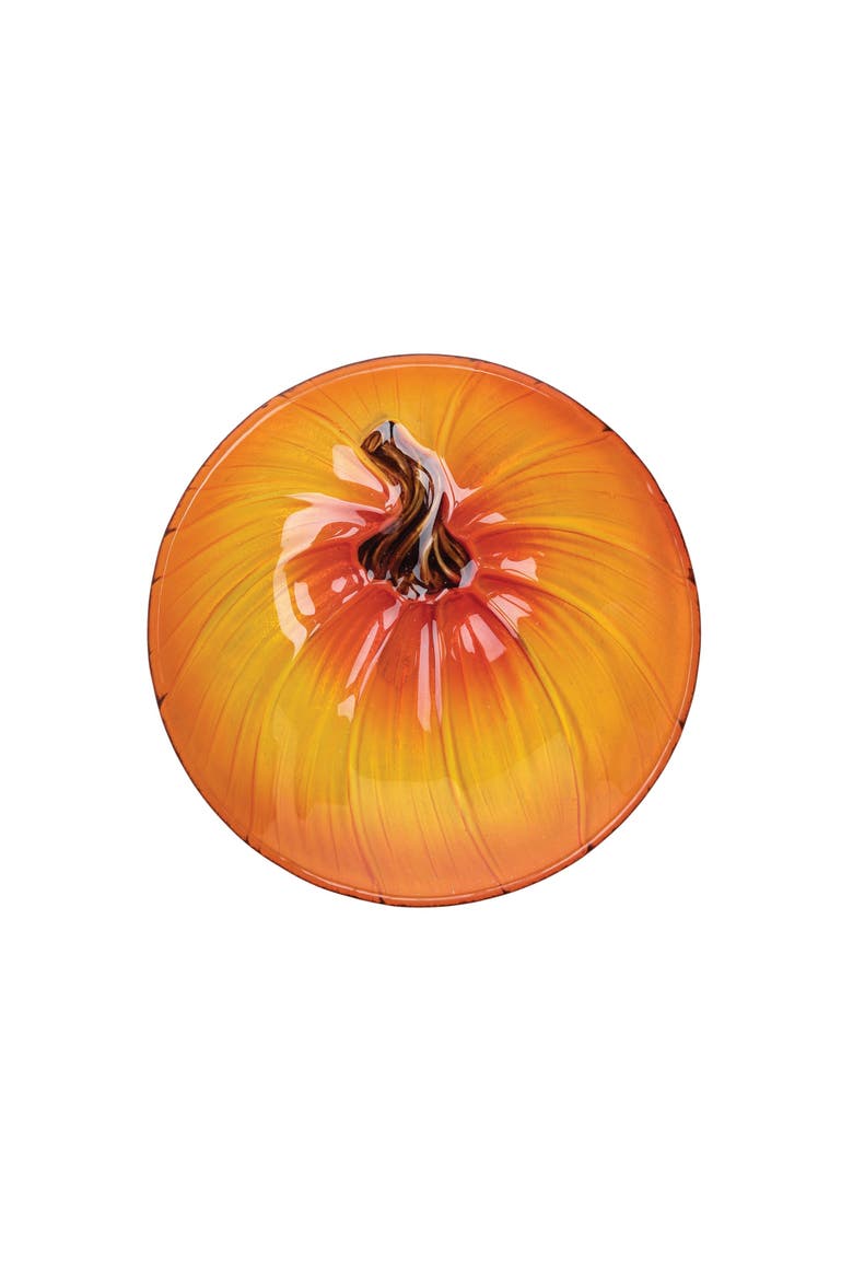 Orange Pumpkin Small Round Glass Plate 8.27", Main, color, Orange