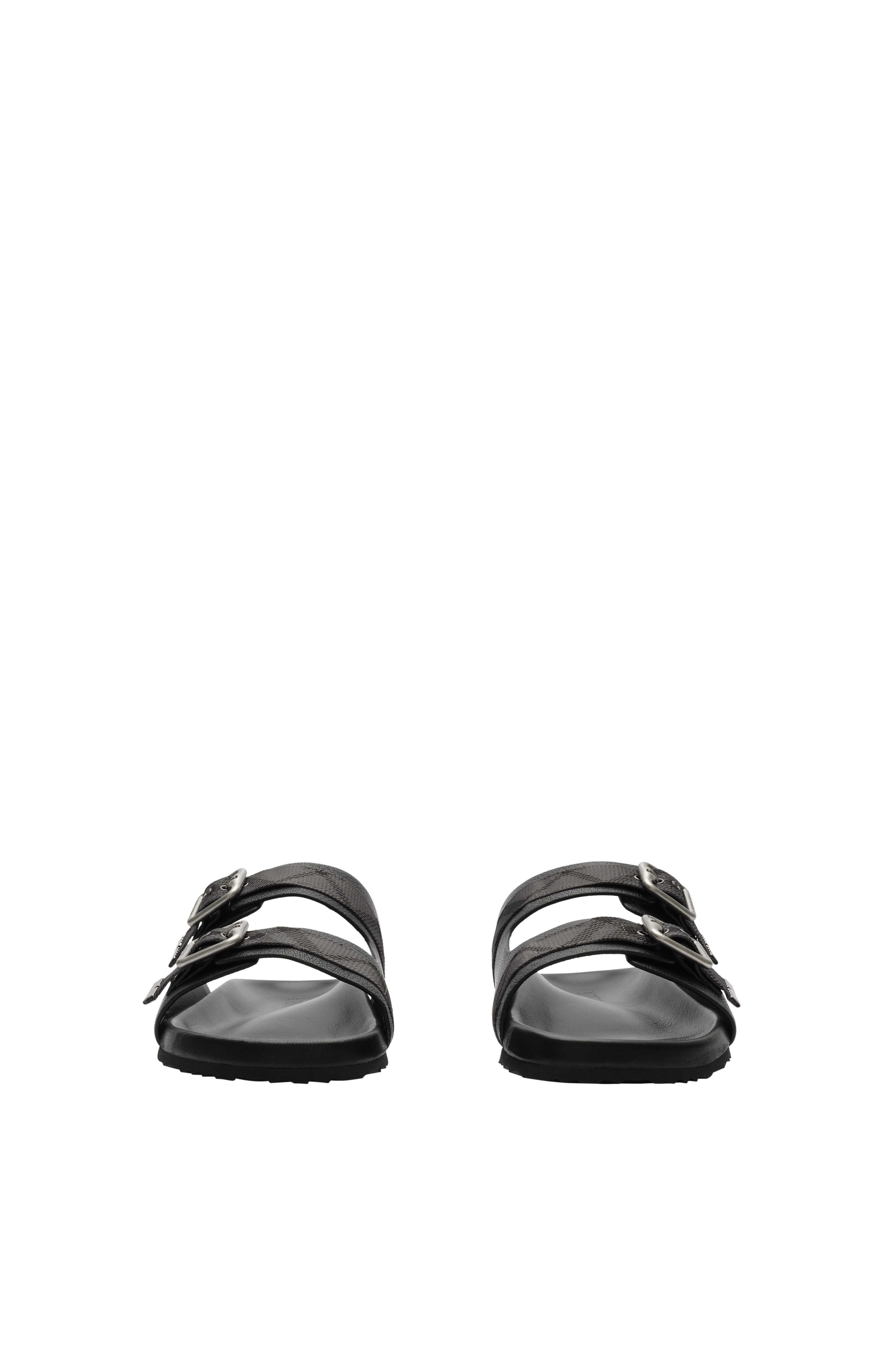 Burberry Leather Urchin Sandals, Alternate, color, Black
