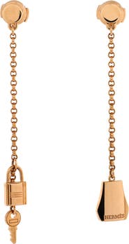 Pre-Owned Hermes Kelly Clochette Drop Earrings 18K Rose Gold