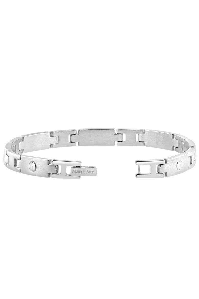 Men's Steel Single Tone 7mm Screwed Long Link Flexible 8.5" Bracelet, Alternate, color, Stainless Steel