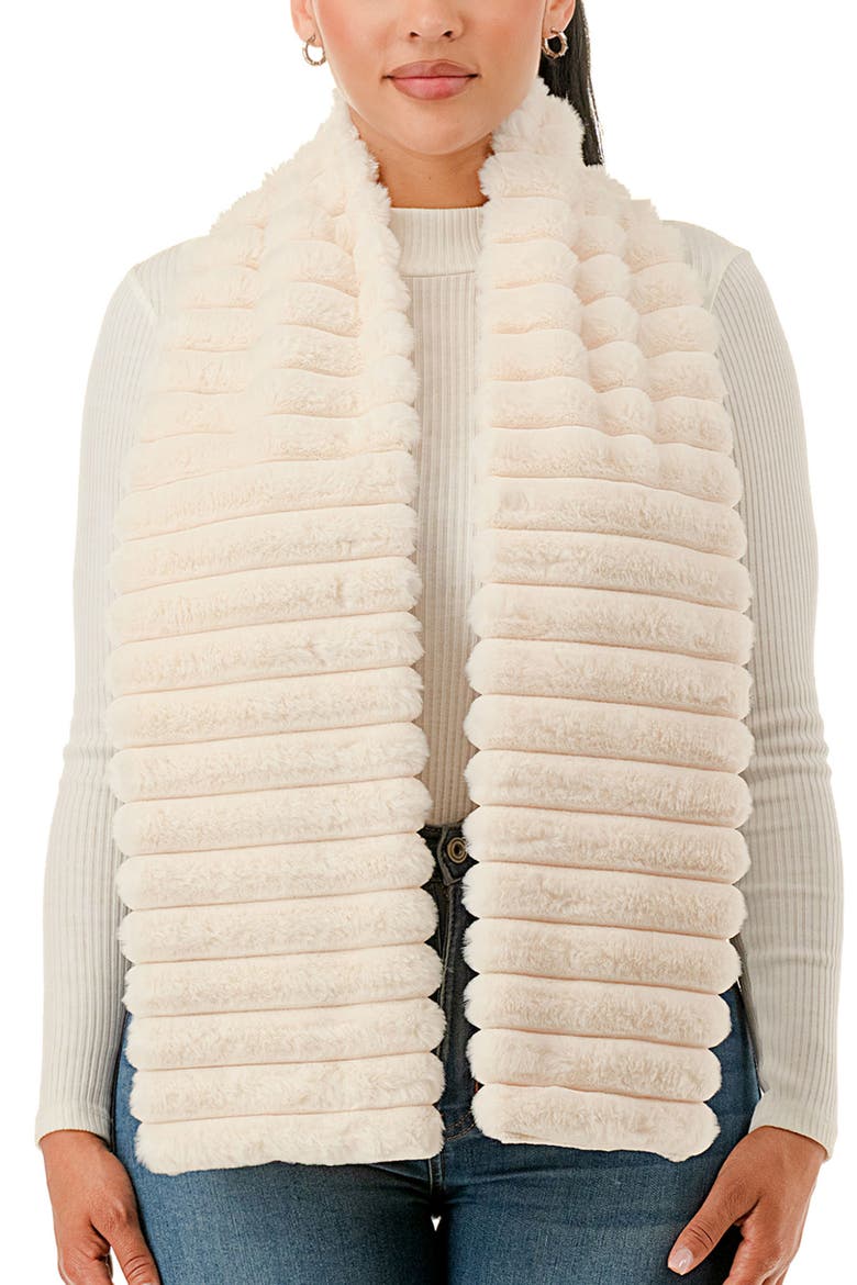 Faux Fur Pull-Through Scarf, Alternate, color, IVORY