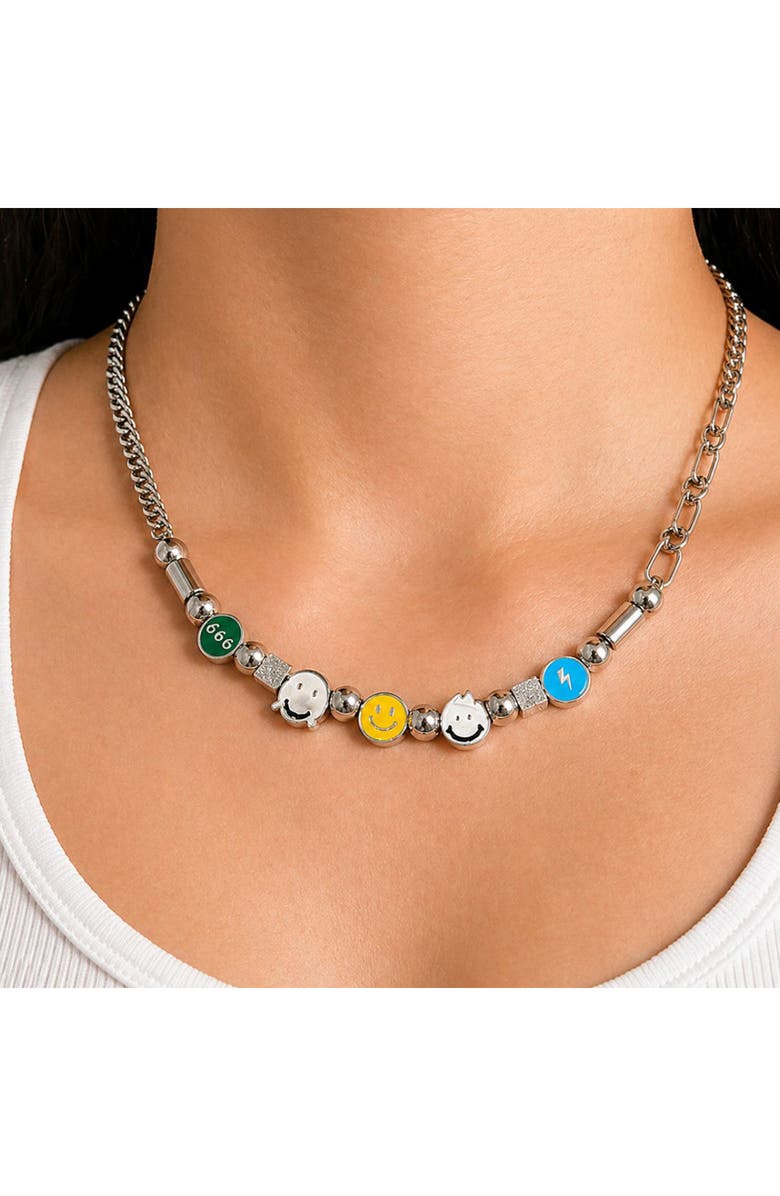 REBL Smiley Charm Necklace, Alternate, color, 