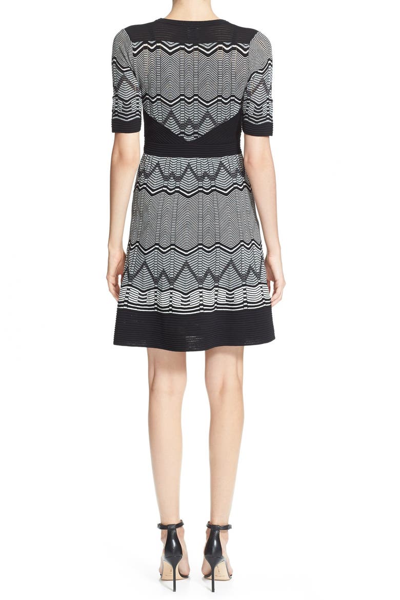 Zigzag & Wave Knit Dress, Alternate, color, BLACK