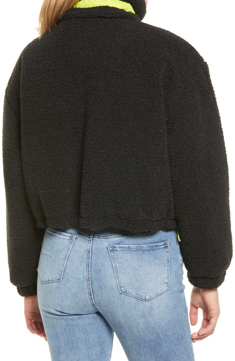 BP. Neon Faux Shearling Bomber Jacket, Alternate, color, 