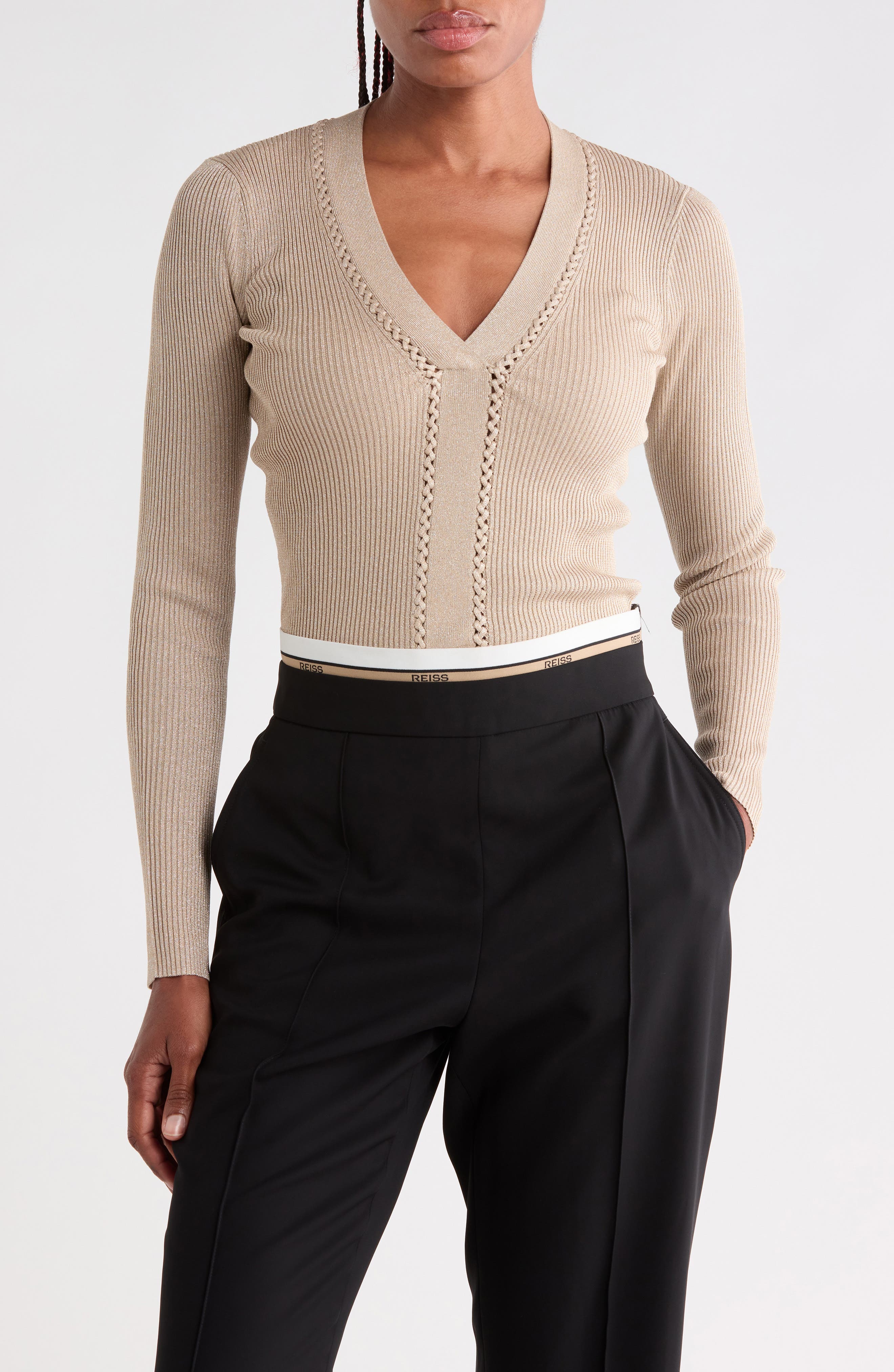 Lula Metallic V-Neck Sweater