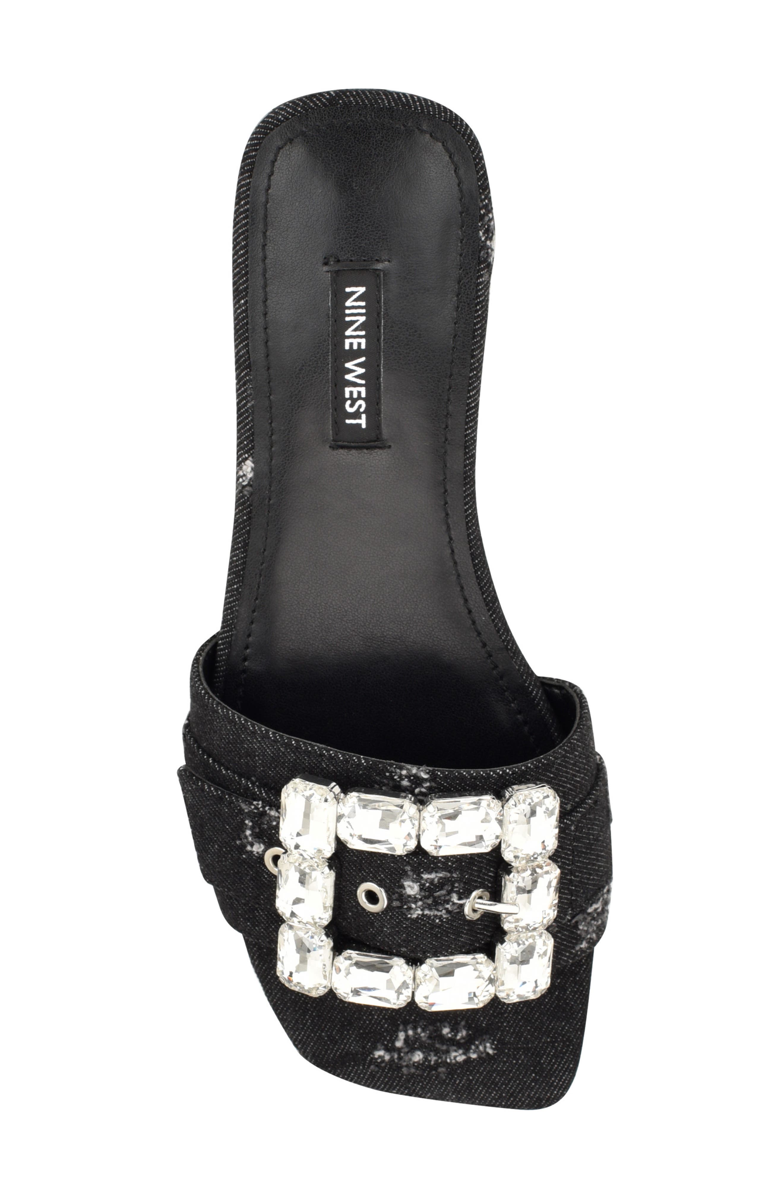 Nine West Matter Crystal Buckle Slide Sandal, Alternate, color, 