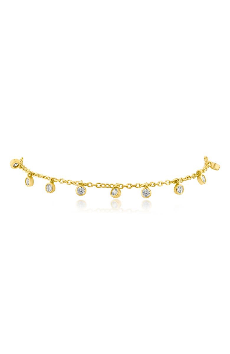 CZ by Kenneth Jay Lane Cubic Zirconia Charm Bracelet, Main, color, Gold Plated Brass