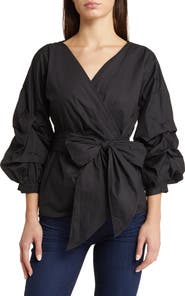 NIKKI LUND Anna Tie Waist Wrap Top