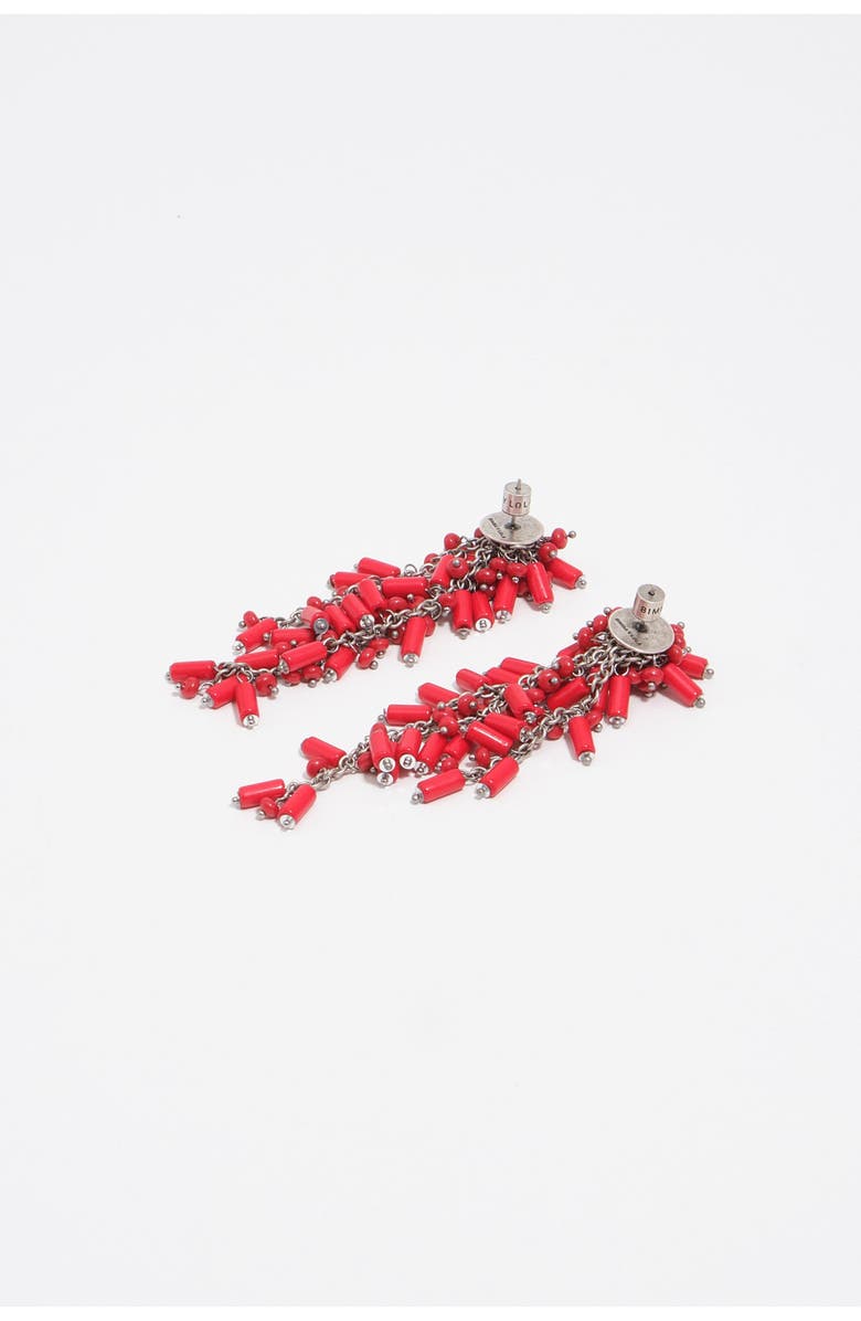 Bimba y Lola Chain Earrings With Coral Beads, Alternate, color, Dark Coral