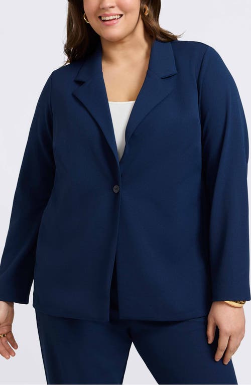 Foxcroft Morgan Crepe Knit Blazer In Navy