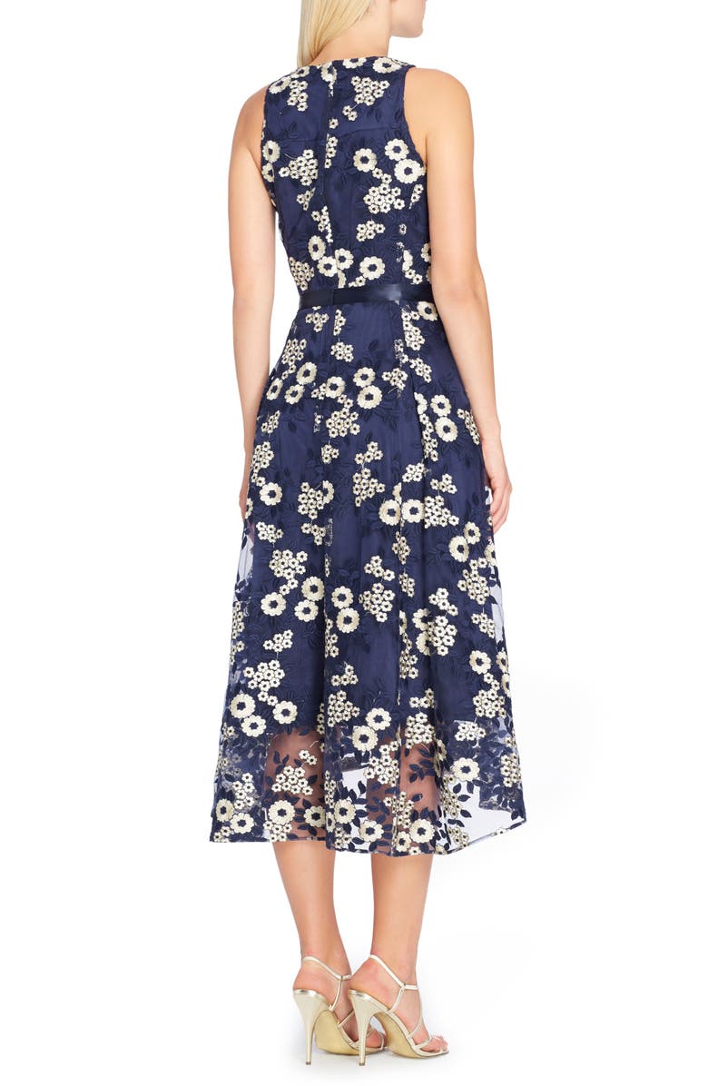 Tahari Floral Embroidered Dress, Alternate, color, 