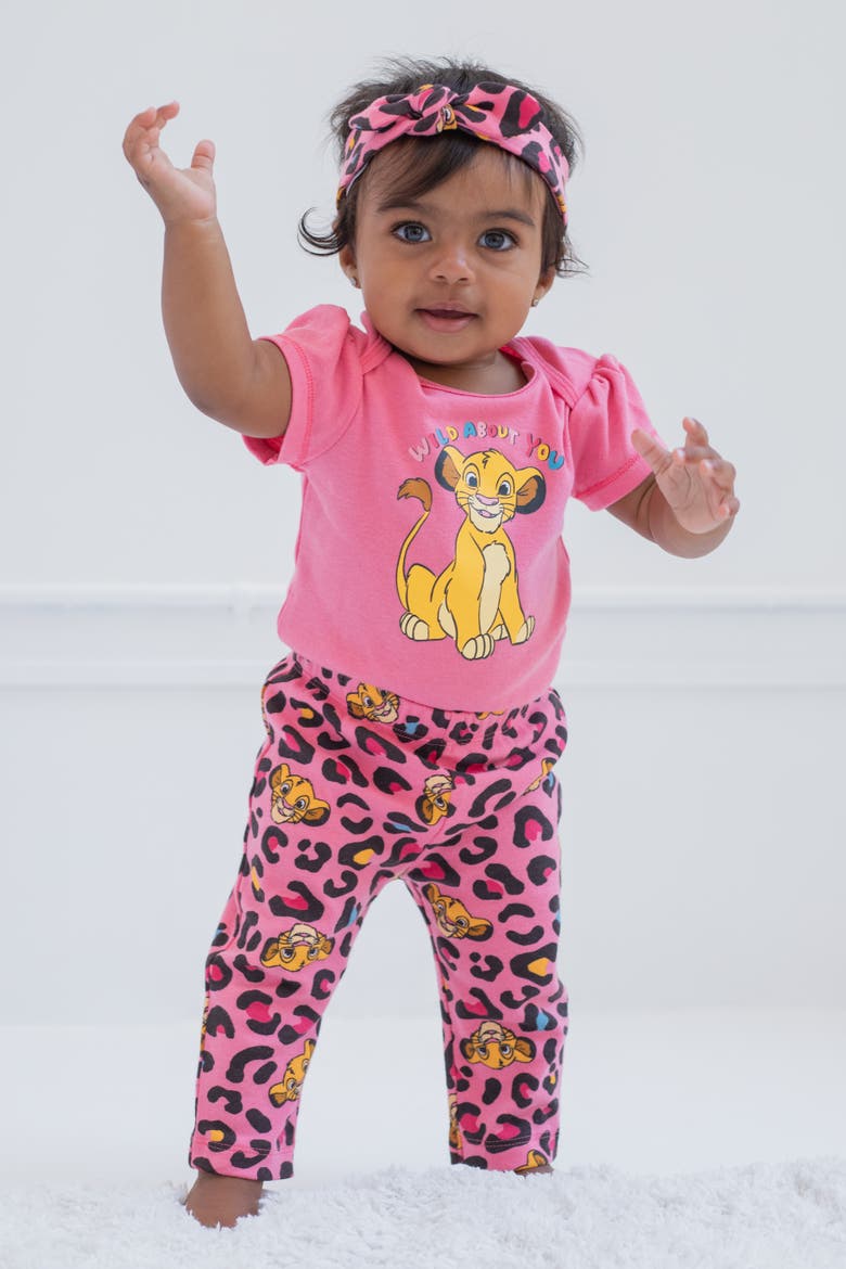 Lion King Simba Bodysuit and Pants Set, Alternate, color, Simba Bright Pink