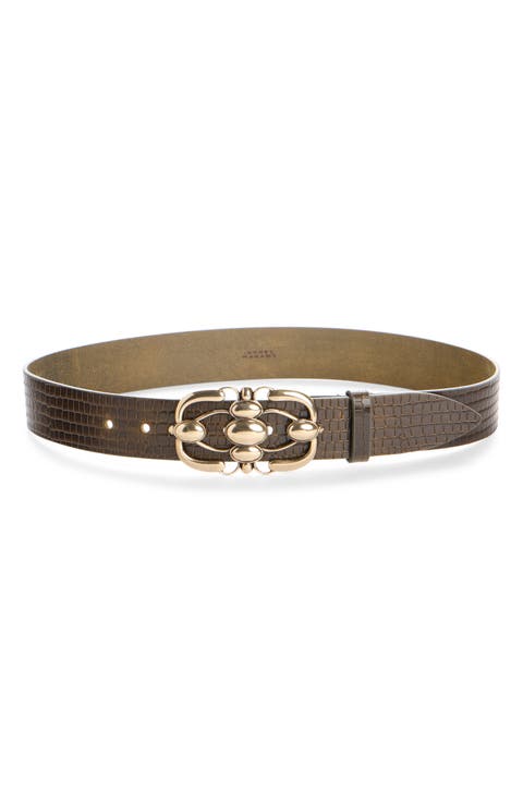 Mirko Croc Embossed Leather Belt
