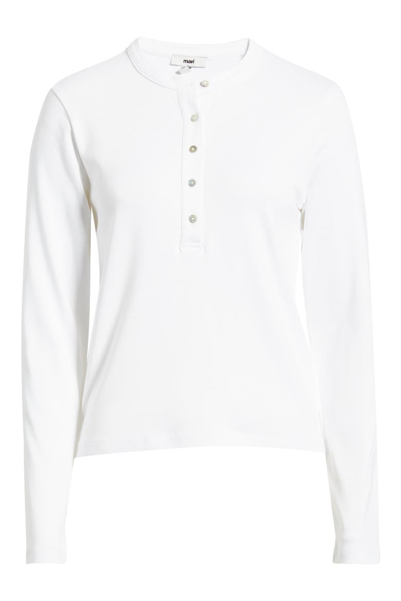 Long Sleeve Stretch Cotton Henley, Alternate, color, WHITE