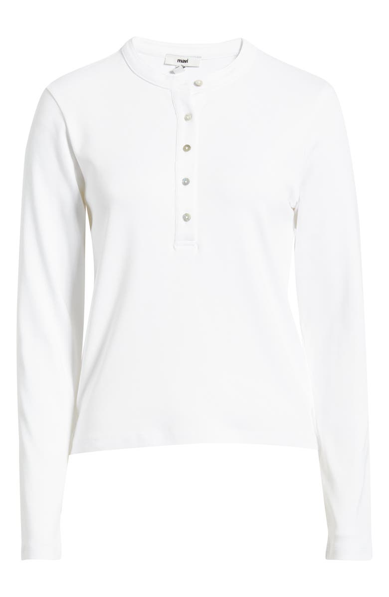 Mavi Jeans Long Sleeve Stretch Cotton Henley, Alternate, color, White