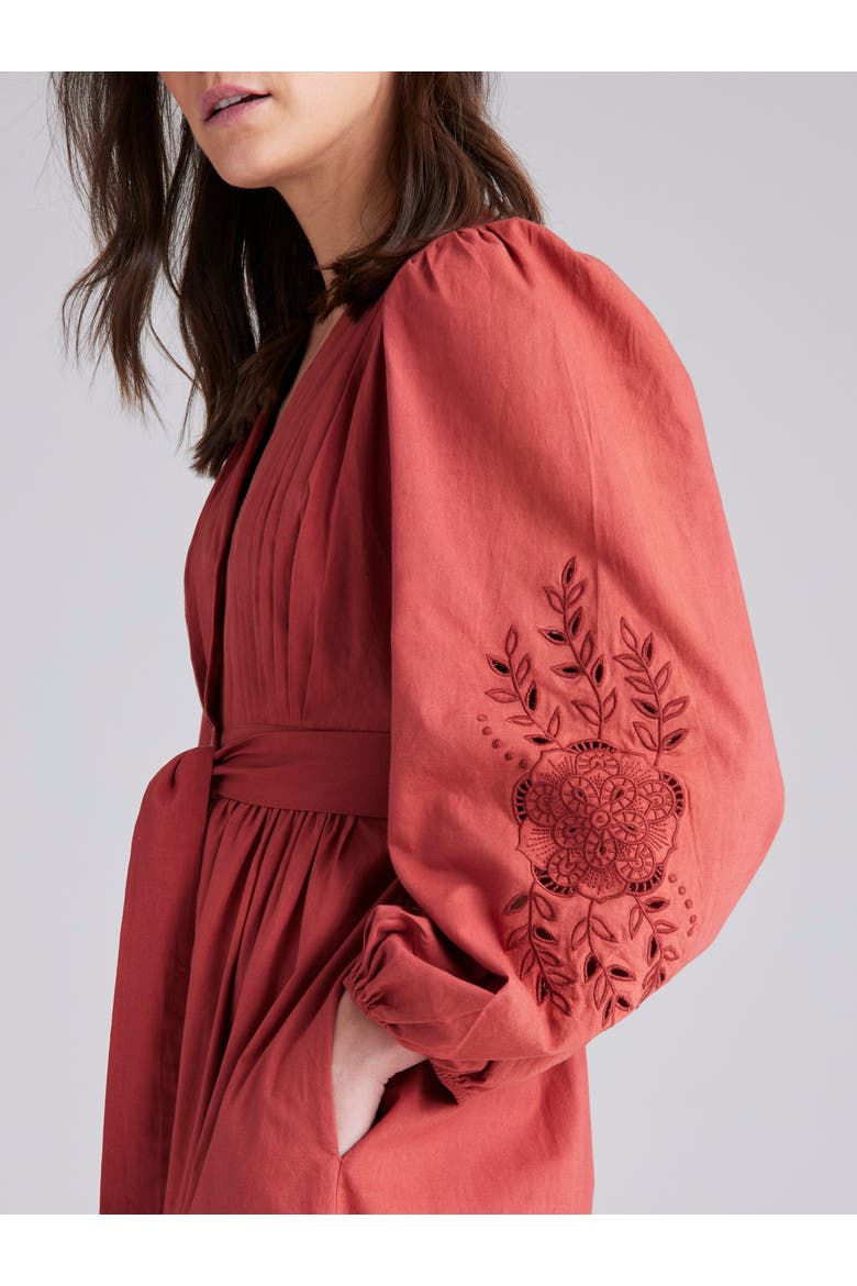 Carla Embroidered Dress, Alternate, color, Rust