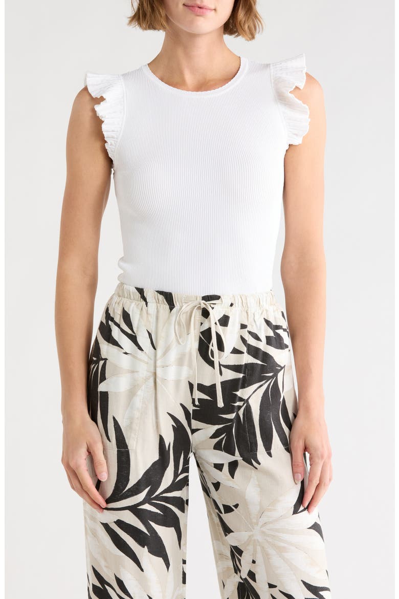 Sleeveless Scalloped Flutter Sleeve Top, Main, color, CHALK WHITE