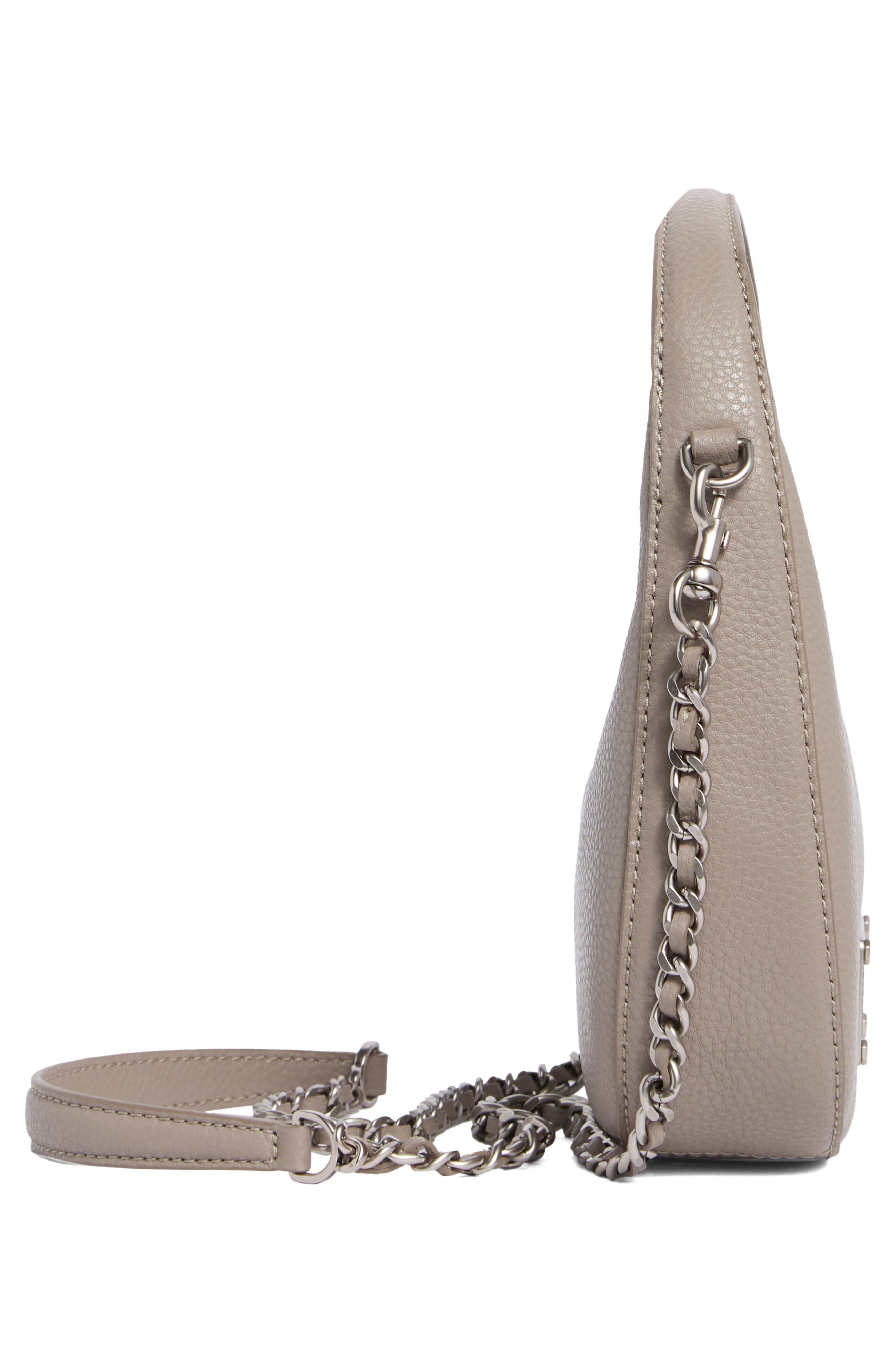 The Leather Small Crescent Bag, Alternate, color, CONCRETE