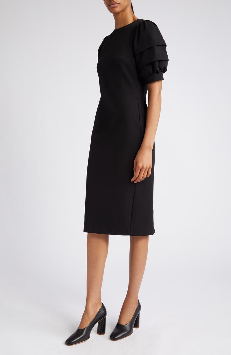 Max Mara Peonie Puff Sleeve Twill Jersey Dress, Alternate, color, 