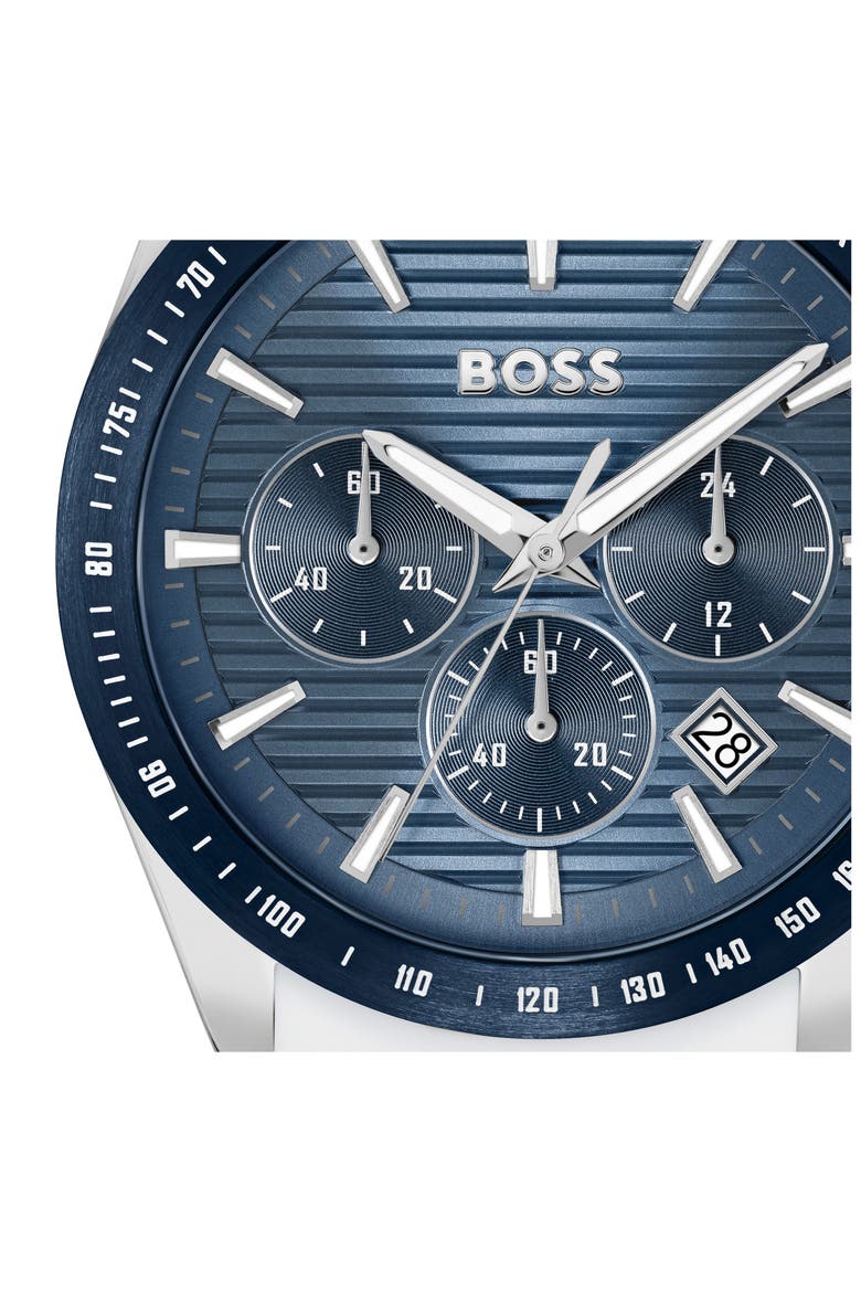 Strike Chronograph Silicone Strap Watch, 41mm, Alternate, color, BLUE