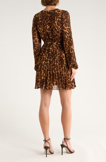 Pleat Long Sleeve Minidress
