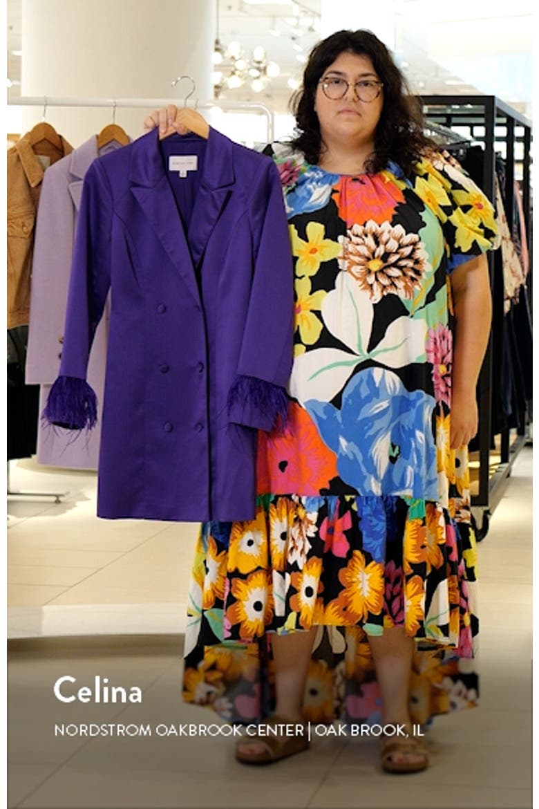 Feather Cuff Long Sleeve Blazer Minidress video