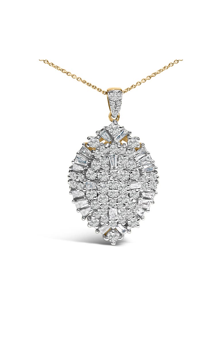 Haus of Brilliance 14K White and Yellow Gold 2.00 Cttw Diamond Cluster Pear Shaped Pendant Necklace, Alternate, color, Yellow