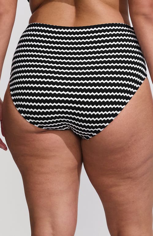 LANDS' END LANDS' END RIBBED SMOOTHING HIGH WAISTED BIKINI BOTTOMS 