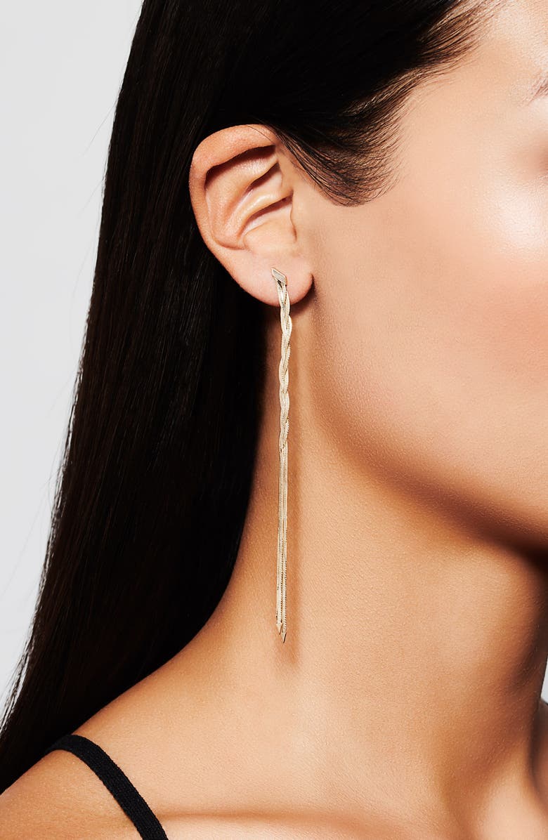 LANA Jewelry Triple Braided Linear Earrings, Alternate, color, 