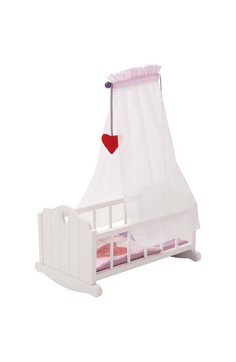 Roba-Kids Doll Cradle Set Fienchen Heart, Pink & White, Main, color, White