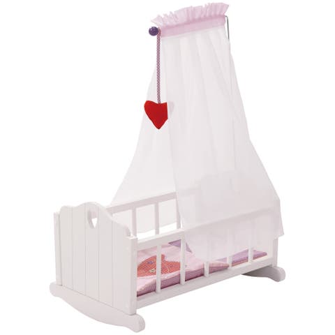 Doll Cradle Set Fienchen Heart, Pink & White