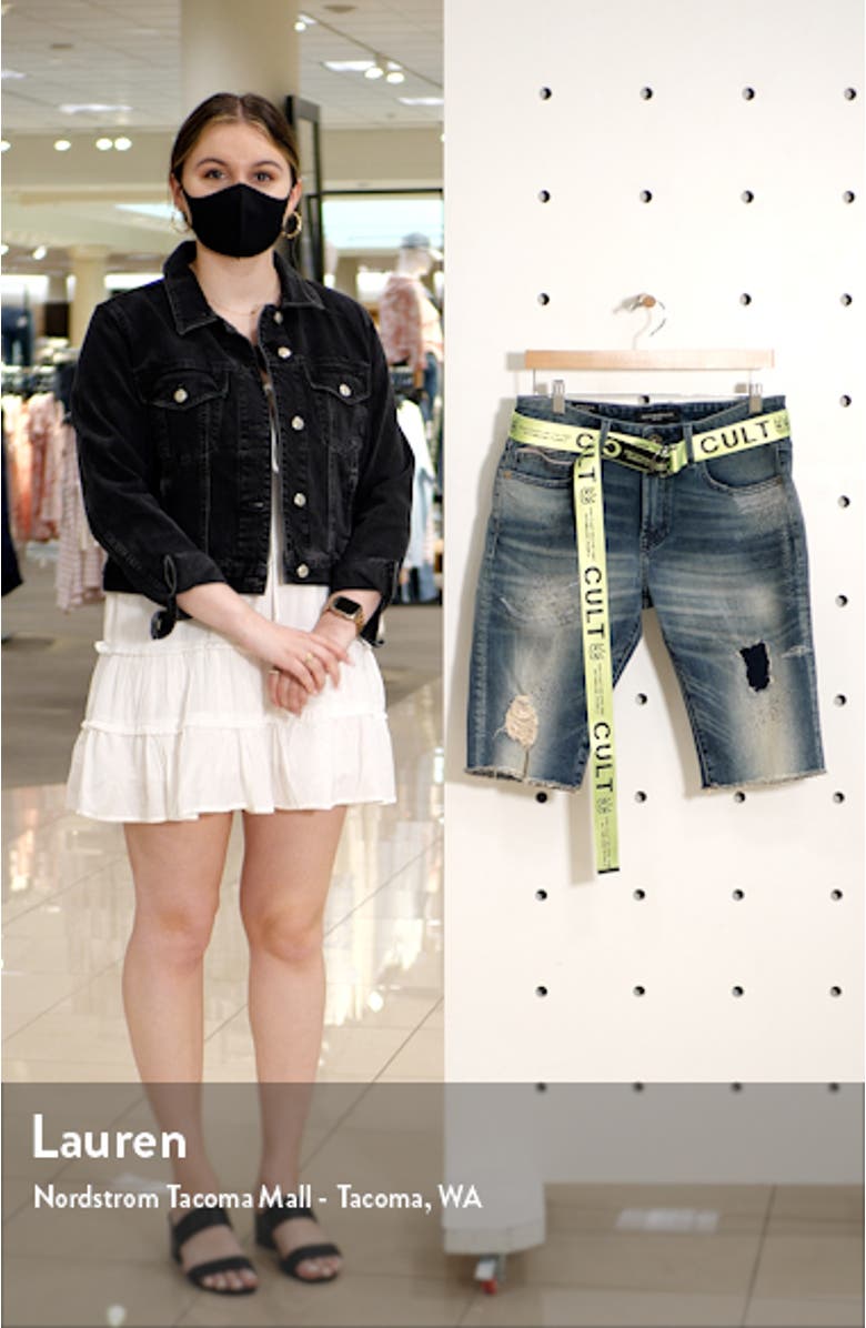 Belted Rocker Denim Shorts, sales video thumbnail