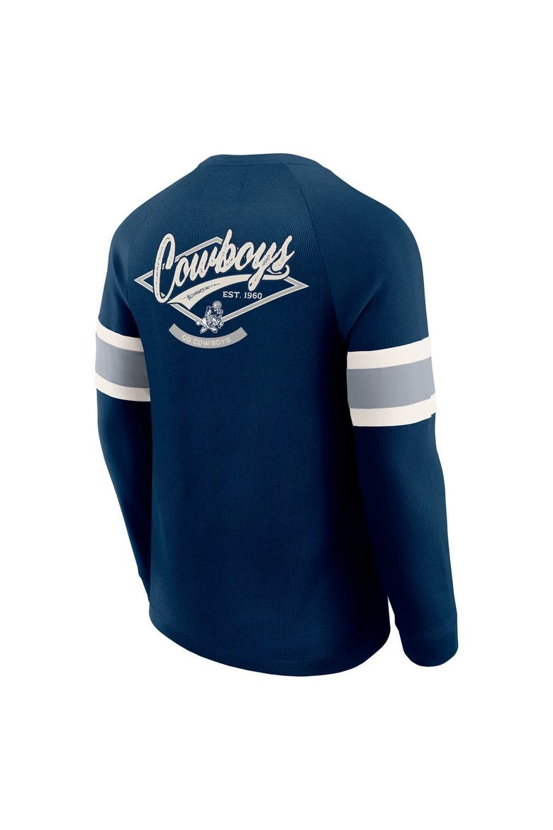 Men's Darius Rucker Collection by Fanatics Navy Dallas Cowboys Waffle-Knit Raglan Long Sleeve Henley T-Shirt, Alternate, color, Navy