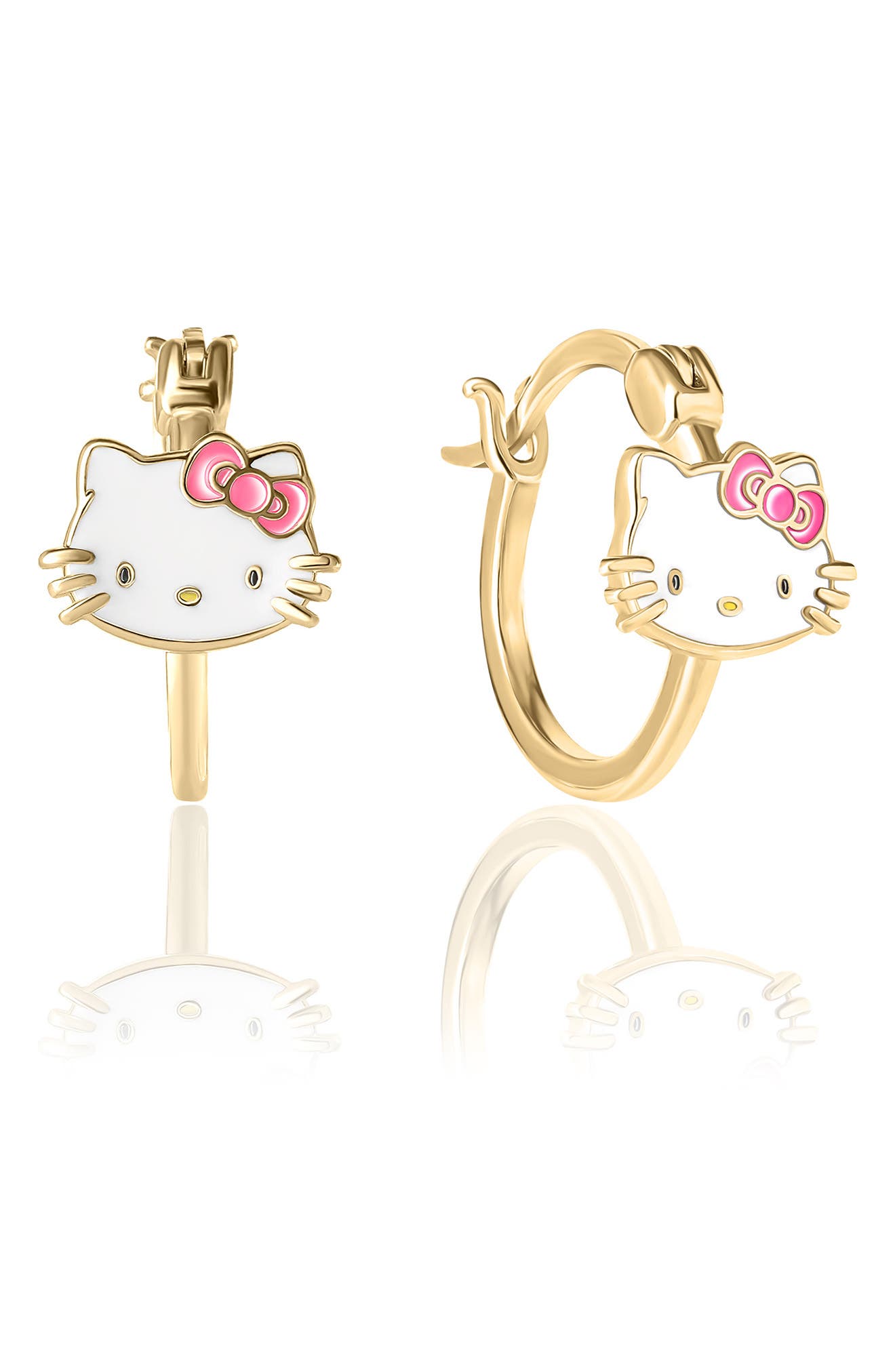 Jacmel Hello Kitty Sterling Silver Enamel Hoop Earrings