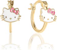 Jacmel Hello Kitty Sterling Silver Enamel Hoop Earrings