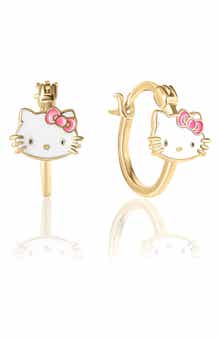 Jacmel Hello Kitty Sterling Silver Enamel Hoop Earrings