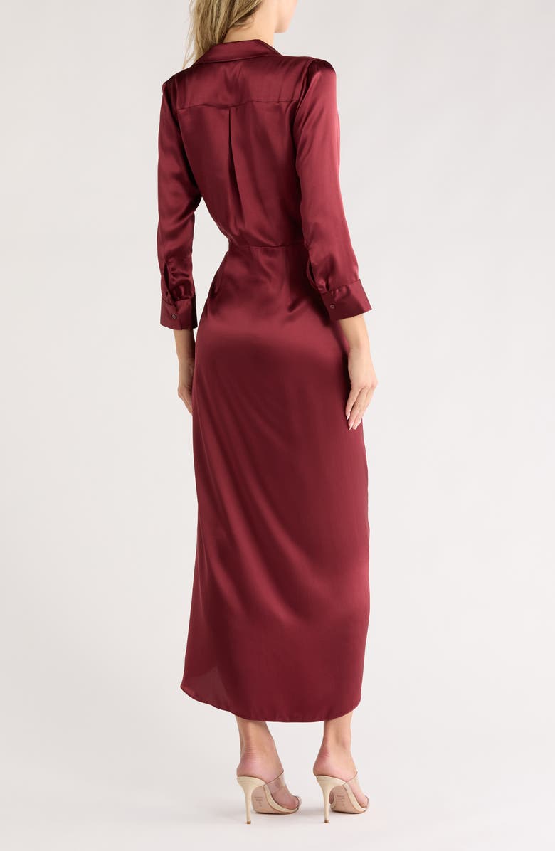 L'AGENCE Kadi Long Silk Wrap Dress, Alternate, color, Dark Wine