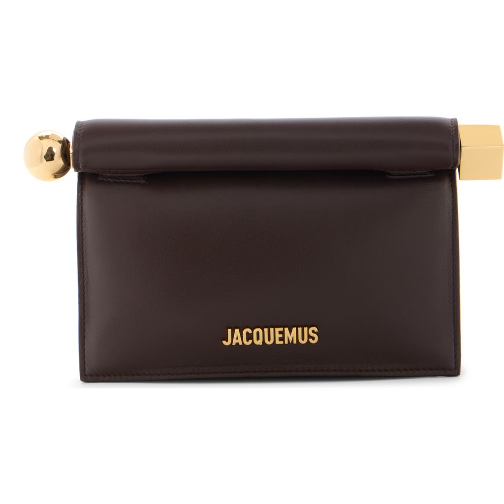 Jacquemus La Petite Pochette Rond Carré Leather Clutch In Burgundy