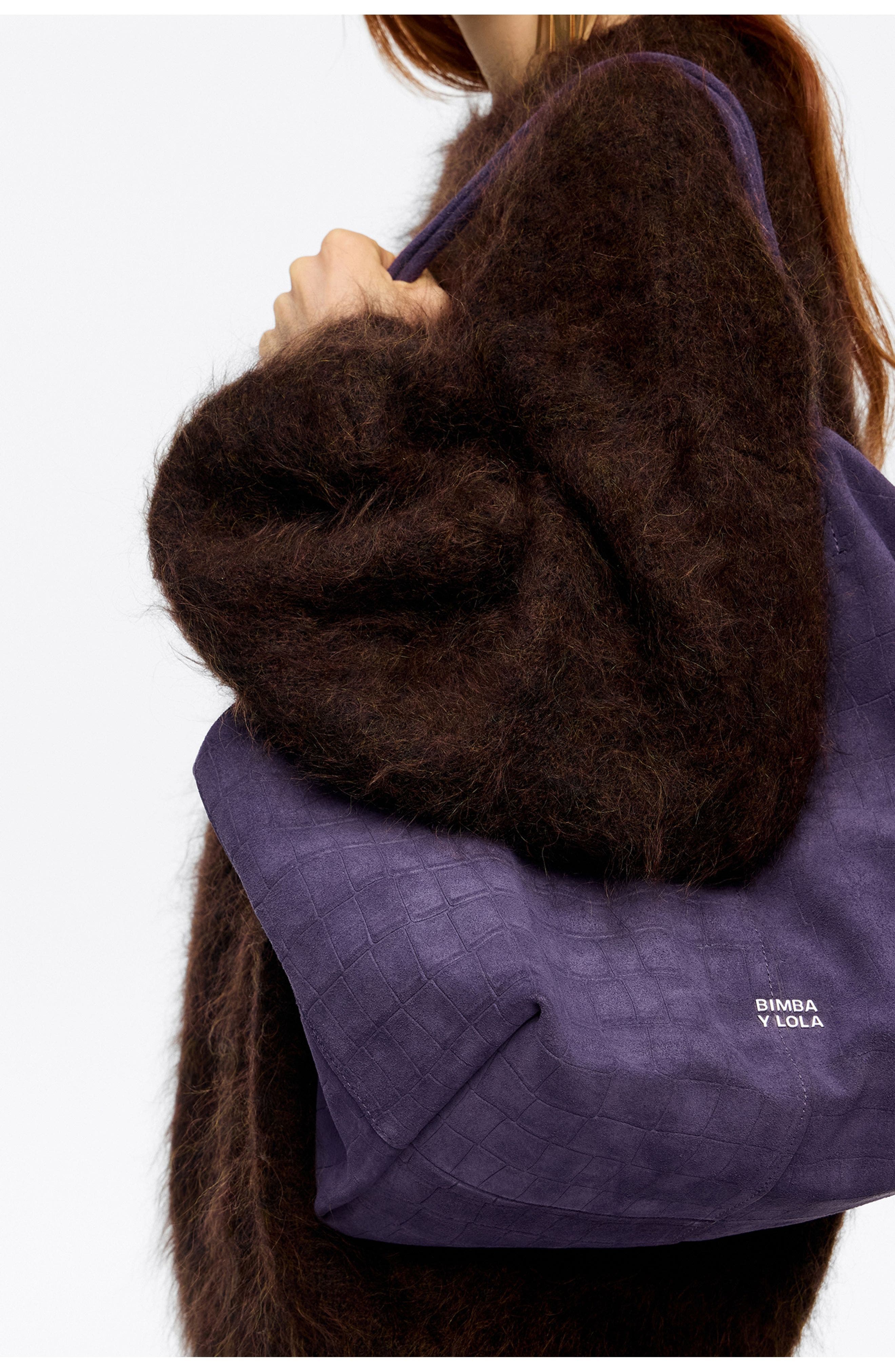 Large Split Leather Shopper Bag, Alternate, color, PURPLE