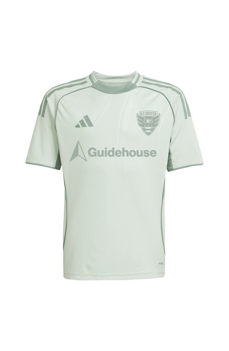 adidas Youth adidas Light Green D.C. United 2025 One Planet Pre-Match Top, Alternate, color, 