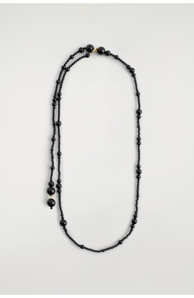 COS Beaded Agate Necklace, Main, color, Black