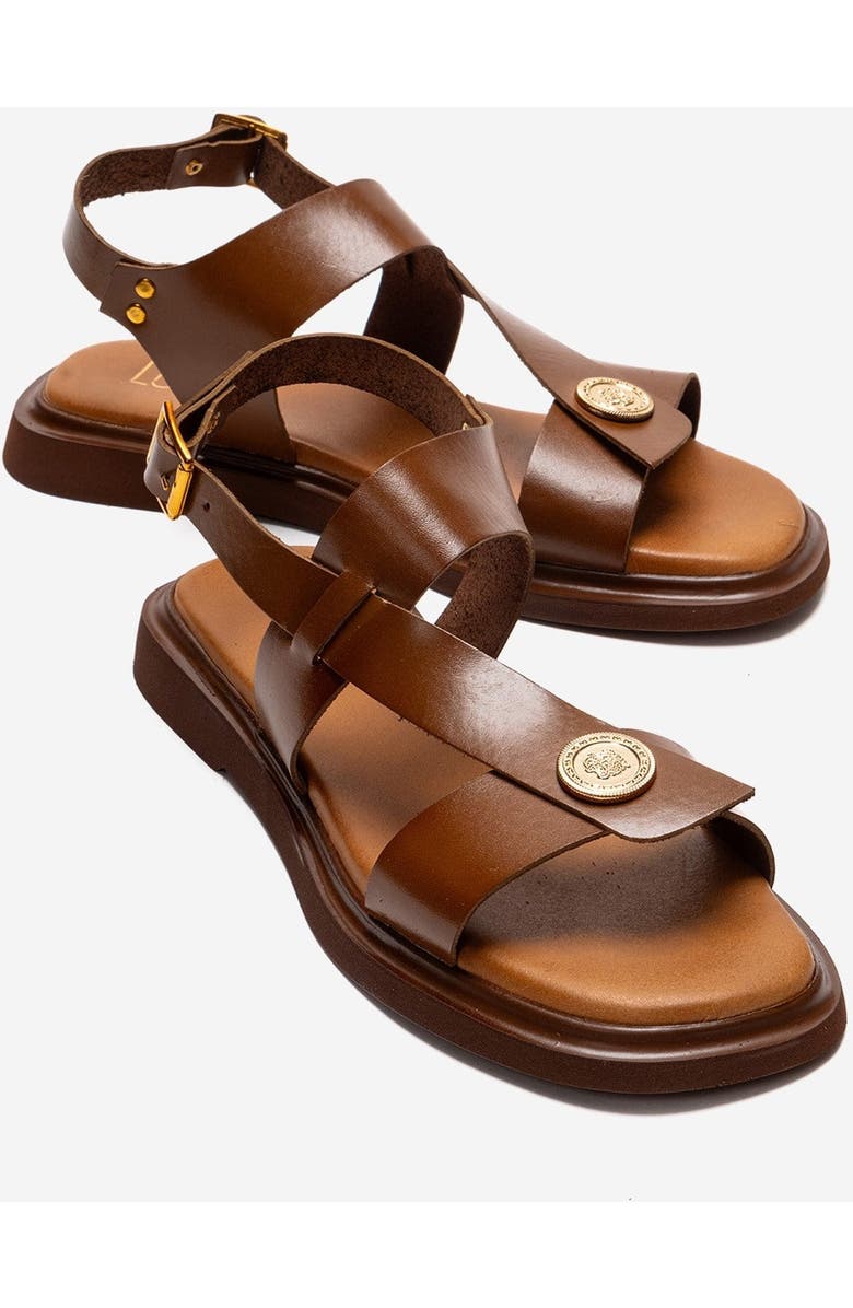 Forever & Always Shoes Quella Leather Buckle Sandal, Main, color, Cognac
