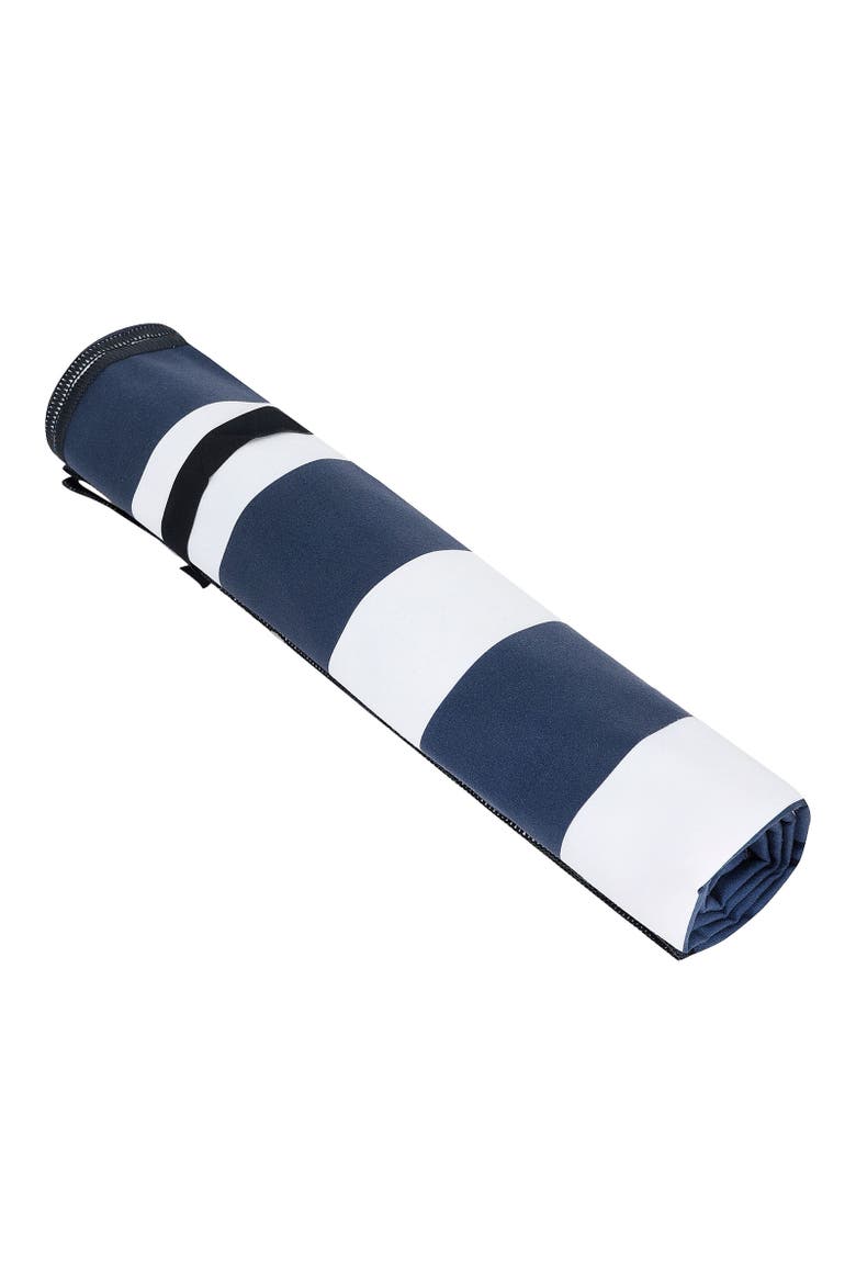 Striped Microfiber Beach Towel, Alternate, color, White and Navy