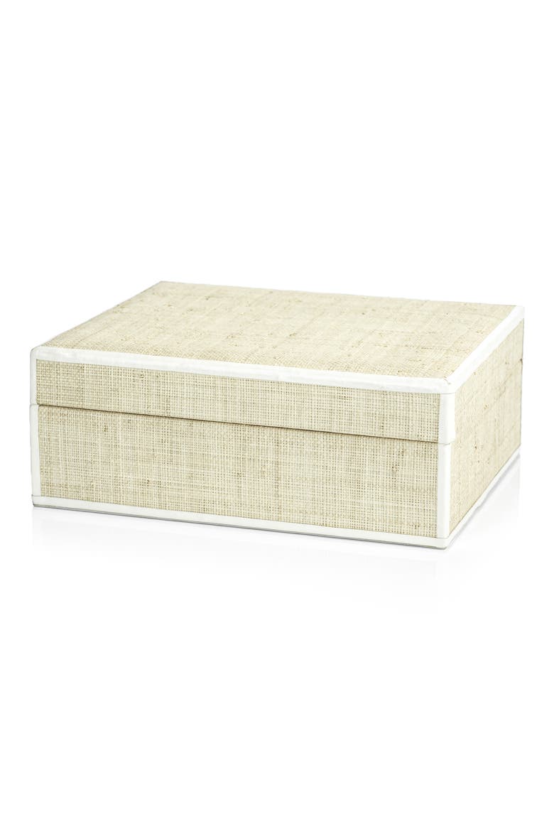 Reggio Raffia Box, Main, color, BEIGE/ WHITE