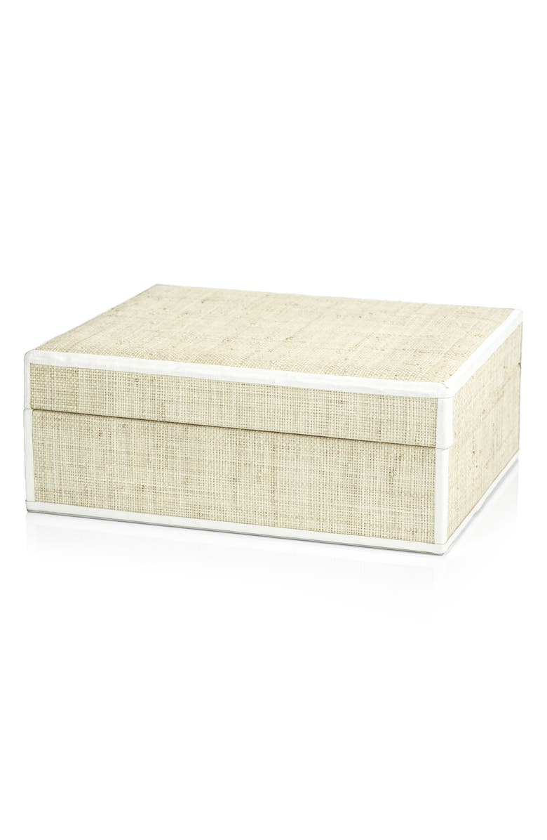 Zodax Reggio Raffia Box, Main, color, Beige/ White