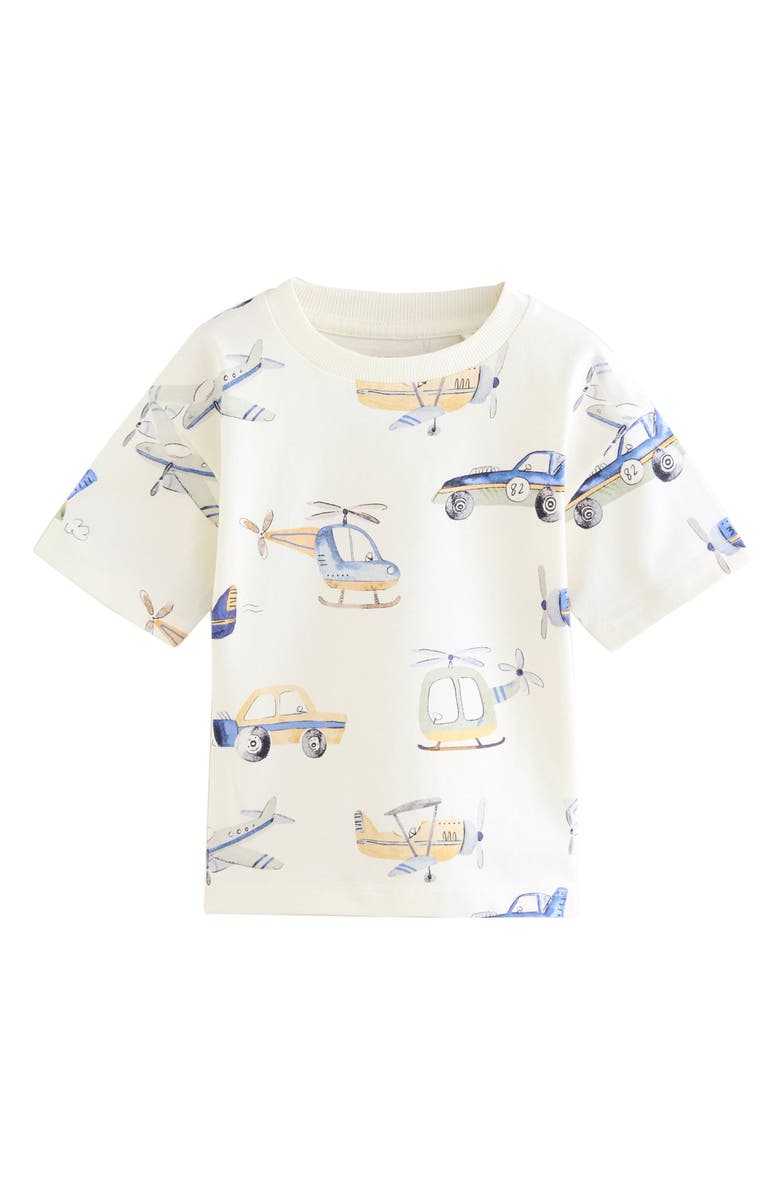 NEXT Kids' Transport Print Cotton T-Shirt, Main, color, White