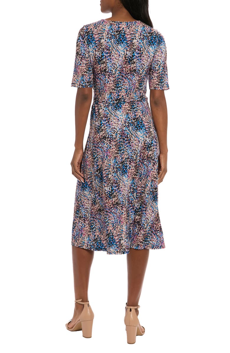 London Times Side Tie Jersey Midi Dress, Alternate, color, Black/ Blue