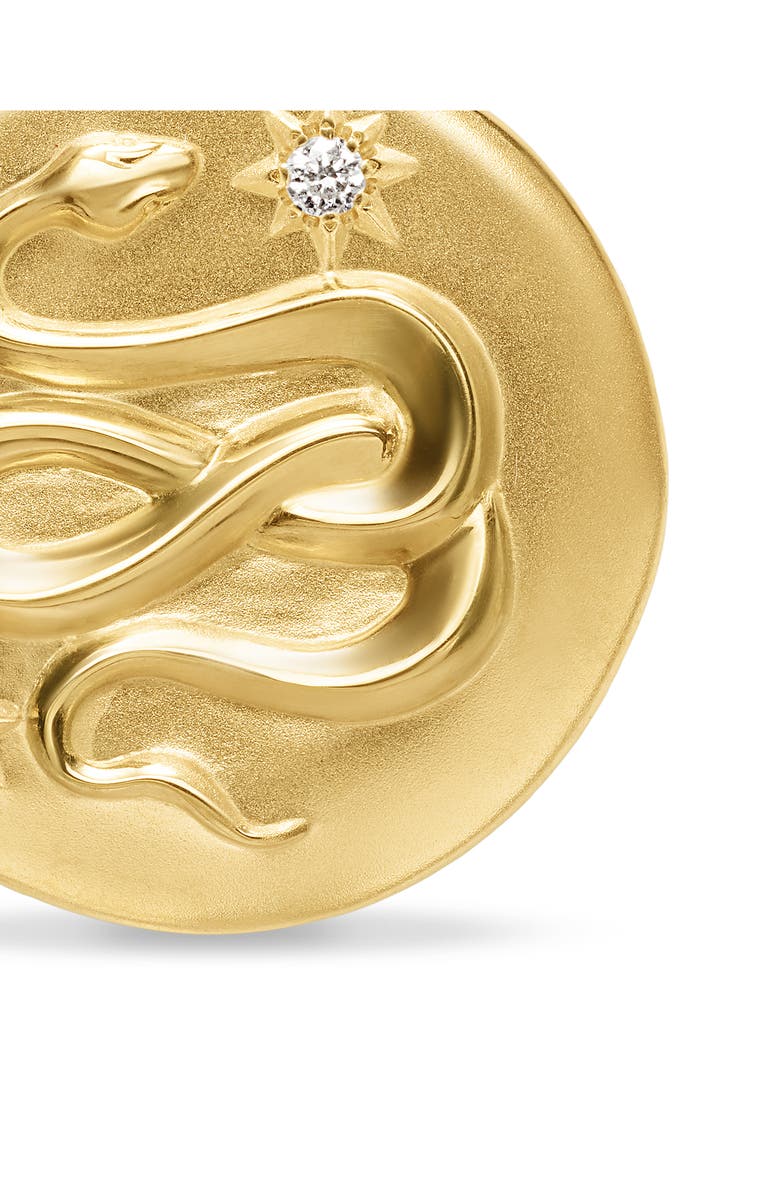 David Yurman Snake Amulet in 18K Yellow Gold with Diamonds, 18.8mm, Alternate, color,